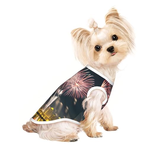 S Pet atmungsaktives ärmelloses T-Shirt – weiches Feuerwerk-Muster, dehnbare Weste für kleine, mittelgroße Hunde und Katzen S Pet atmungsaktives ärmelloses T-Shirt – weiches Feuerwerk-Muster, dehnbare Weste für kleine, mittelgroße Hunde und Katzen von LLOTPQ