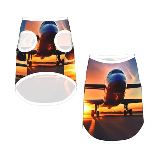 S Pet atmungsaktives ärmelloses T-Shirt – weiches Flugzeug, Sonnenuntergang und Himmel, dehnbare Weste für kleine, mittelgroße Hunde und Katzen S Pet atmungsaktives ärmelloses T-Shirt – weiches Flugzeug, Sonnenuntergang und Himmel, dehnbare Weste für kleine, mittelgroße Hunde und Katzen von LLOTPQ