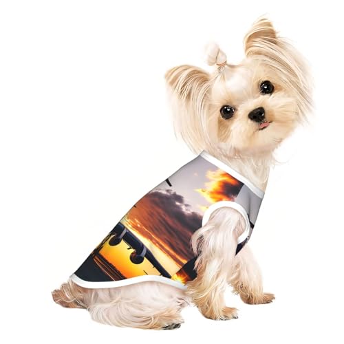 S Pet atmungsaktives ärmelloses T-Shirt – weiches Flugzeugflugzeug bei Sonnenuntergang, dehnbare Weste für kleine, mittelgroße Hunde und Katzen S Pet atmungsaktives ärmelloses T-Shirt – weiches Flugzeugflugzeug bei Sonnenuntergang, dehnbare Weste für kleine, mittelgroße Hunde und Katzen von LLOTPQ