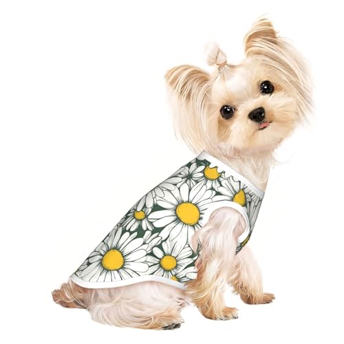 S Pet atmungsaktives ärmelloses T-Shirt – weiches weißes Gänseblümchen-Druck, dehnbare Weste für kleine, mittelgroße Hunde und Katzen S Pet atmungsaktives ärmelloses T-Shirt – weiches weißes Gänseblümchen-Druck, dehnbare Weste für kleine, mittelgroße Hunde und Katzen von LLOTPQ