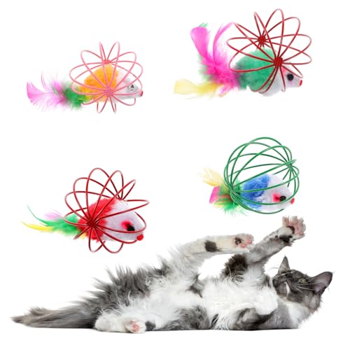 Katzenspielzeug, interaktives Katzenballspielzeug mit Mäusen im Inneren, bestes Katzenspielzeug für gelangweilte Indoor-Katzen, Katzenstrumpffüller, Katzenfederspielzeug, Katzenminze-Ball, Katzenspielzeug, interaktives Katzenballspielzeug mit Mäusen im Inneren, bestes Katzenspielzeug für gelangweilte Indoor-Katzen, Katzenstrumpffüller, Katzenfederspielzeug, Katzenminze-Ball, von LLOUSSAK