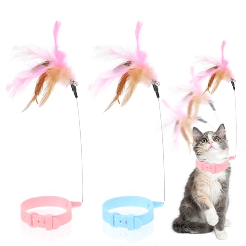 LLOUSSAK Katzenhalsband-Spielzeug, Katzenspielzeug mit Silikonhalsband, verstellbarer Katzenstab-Spielzeug, lustiger Katzenstab, interaktives selbstspielendes Spielzeug, Federglocke, für LLOUSSAK Katzenhalsband-Spielzeug, Katzenspielzeug mit Silikonhalsband, verstellbarer Katzenstab-Spielzeug, lustiger Katzenstab, interaktives selbstspielendes Spielzeug, Federglocke, für von LLOUSSAK