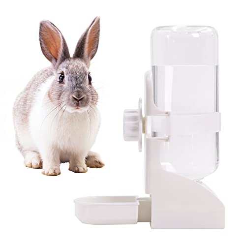 LLSPET Gravity Flow Supply Kaninchen-Wasserflasche für Mini-Haustiere, Hasen, Meerschweinchen, Chinchilla, 500 ml, automatische Wasserflasche, verhindert Überlaufen, BPA-frei (weiß) von LLSPET