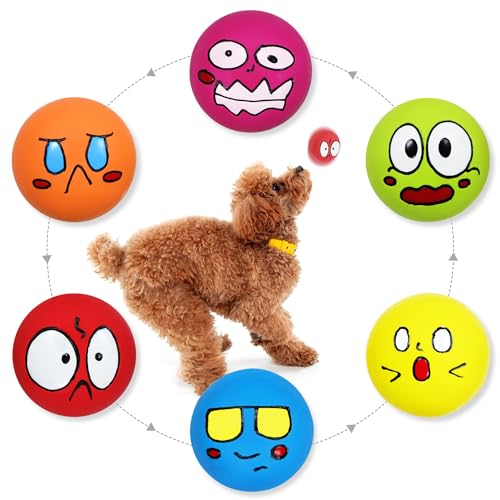 LLSPET Hundespielzeug mit Smiley-Gesicht, quietschend, weich, Latex, Gummi, quietschend von LLSPET