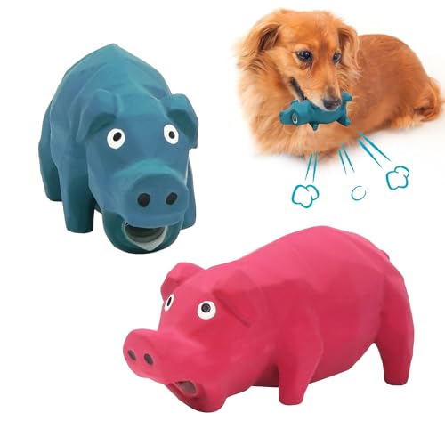 LLSPET Quietschendes Schwein-Hundespielzeug, das oinks, grunzendes Hundespielzeug, Schwein, 14,5 cm, Latex-Kauspielzeug für kleine und mittelgroße Hunde (2 Stück) von LLSPET