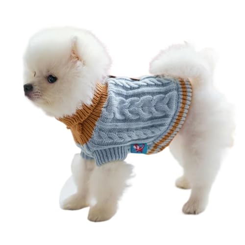 1 x Haustierkleidung, Katze, Herbst und Winter, verdickt, elastisch, verdickt, warm, gestrickt, geeignet für kleine und mittelgroße Hunde (Farbe: Blau, Größe: XS) von LMDO