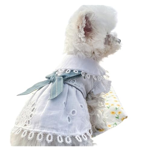 1 x Haustierkleidung für Frühling / Sommer / Herbst, dünn, weiß, ausgehöhlt, Prinzessinnenkleid mit fliegenden Ärmeln für kleine und mittelgroße Hunde (Farbe: Weiß, Größe: XL) von LMDO