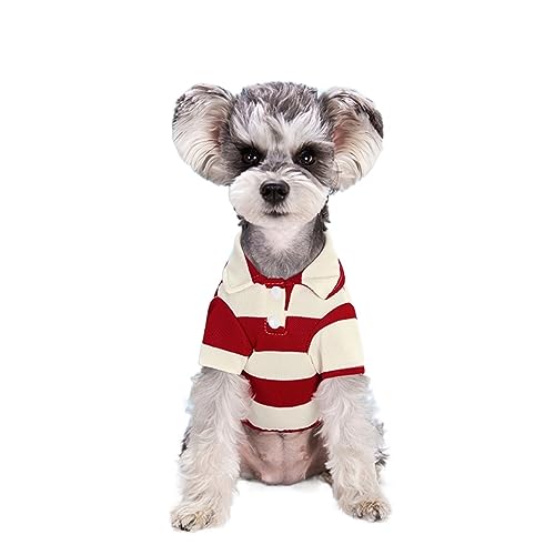 1 x Hunde-Poloshirt, Sommerkleidung, Freizeitkleidung für kleine, große Hunde, Katzen, T-Shirt, Chihuahua, Mops, Kostüme (Farbe: Rot, Größe: M) von LMDO