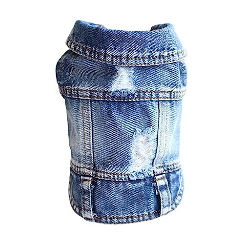 1 x Jeans-Hundekleidung, Cowboy-Haustier-Hundemantel, Welpenkleidung für kleine Hunde, Jeansjacke, Hundeweste, Mantel, Welpen-Outfits, Katzenkleidung (Farbe: A, Größe: M) von LMDO