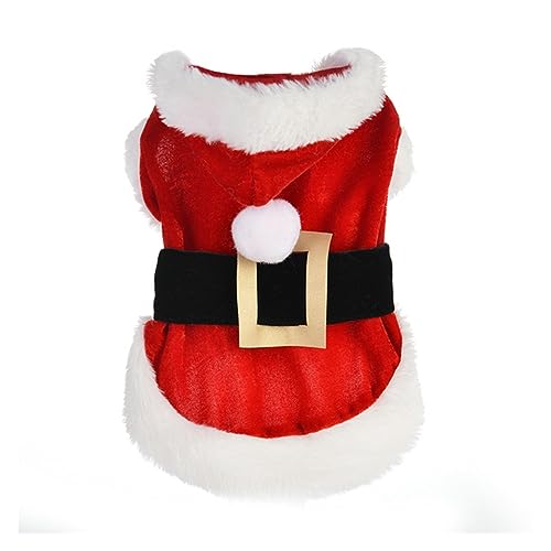 1 x Weihnachtsmann-Weihnachtskostüm für Haustiere, kleine Hunde, Winterhund, Kapuzenmantel, Jacken, Welpen, Katzen, Kleidung, Chihuahua, Yorkie-Outfit (Farbe: Rot, Größe: M) von LMDO