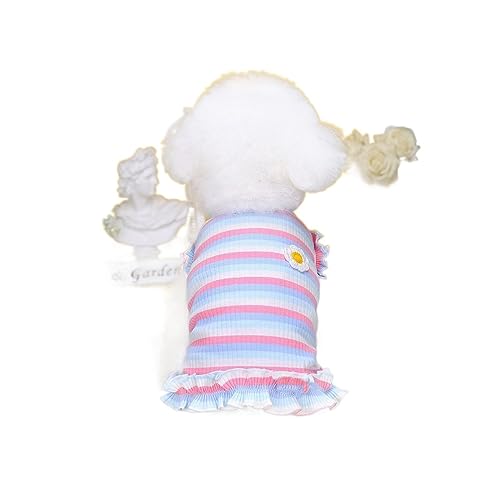1 x Welpen-Sommerkleidung, Hundekostüm für kleine Rassen, kurzer Rock, einteiliges Kostüm (Farbe: Blumenblau, Größe: M) von LMDO