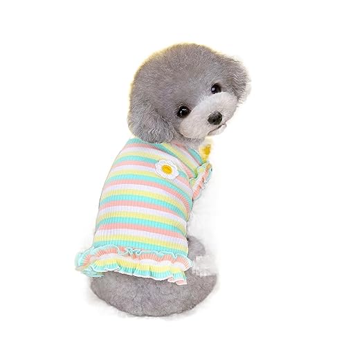 1 x Welpen-Sommerkleidung, Hundekostüm für kleine Rassen, kurzer Rock, einteiliges Kostüm (Farbe: Blumengrün, Größe: XL) von LMDO