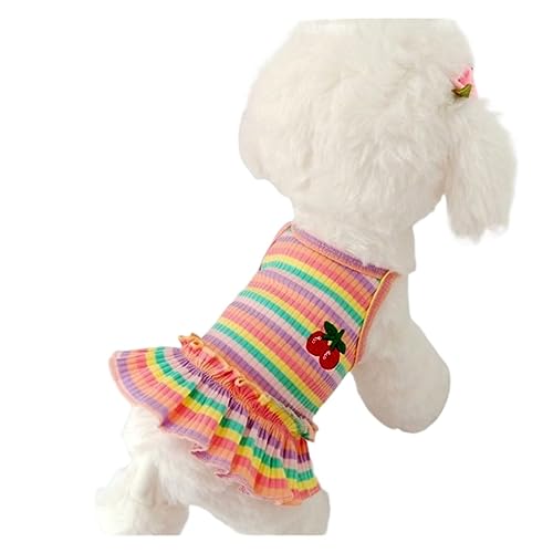 1 x Welpen-Sommerkleidung, Hundekostüm für kleine Rassen, kurzer Rock, einteiliges Kostüm (Farbe: Rosa, Größe: S) von LMDO