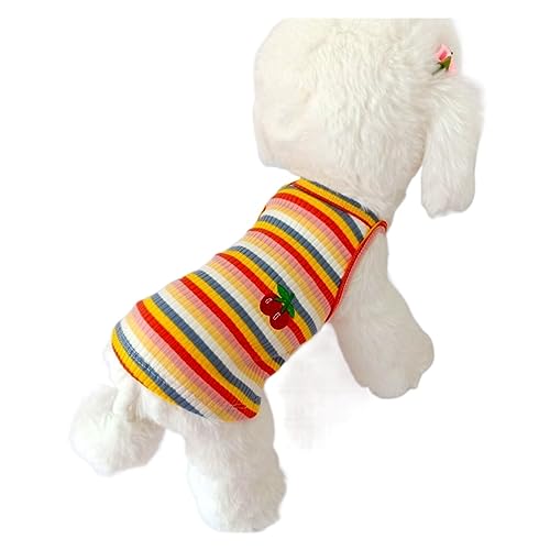 1 x Welpen-Sommerkleidung, Hundekostüm für kleine Rassen, kurzer Rock, einteiliges Kostüm (Farbe: orangefarbene Weste wie abgebildet, Größe: L) von LMDO
