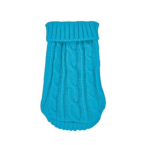 1 x Winter-Hundepullover, klassische Haustierkleidung für kleine Hunde, Welpen, Katzen, Strickpullover, Dackel, Kleidung, Schnauzer (Farbe: Himmelblau, Größe: XS (6) 1-2 kg von LMDO