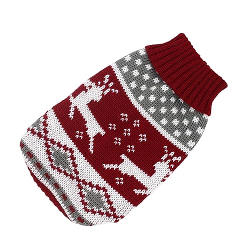 1 x warme Katzenkleidung für den Winter, Weihnachten, Katzenpullover, Cartoon-Druck, Haustierkleidung, Strickkostüm, Mantel für Welpen, kleine Haustiere (Farbe: Rotwild, Größe: S) von LMDO