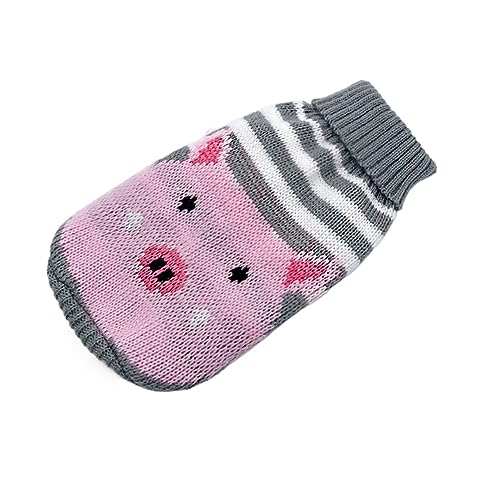 1 x warme Katzenkleidung für den Winter, Weihnachten, Katzenpullover, Cartoon-Druck, Haustierkleidung, Strickkostüm, Mantel für Welpen, kleine Haustiere (Farbe: rosa Schwein, Größe: 3XL) von LMDO