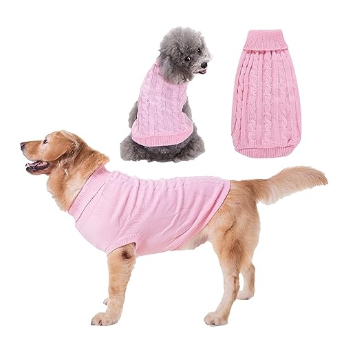 1 x warmer Pullover für kleine und große Hunde, Katzenkleidung, Winter-Rollkragen, Haustierwelpen, Strickwaren, Pullover für Katzen, kleine, mittelgroße und große Hunde (Farbe: einfarbig, Größe: L) von LMDO