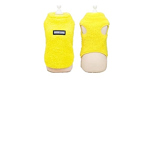 1 x weiche Fleece-Haustierkleidung, warme Hundeweste, Mantel, niedlicher Welpenpullover, Katzenbekleidung für Chihuahua, Haustier-Outfit (Farbe: 344 Gelb, Größe: L) von LMDO