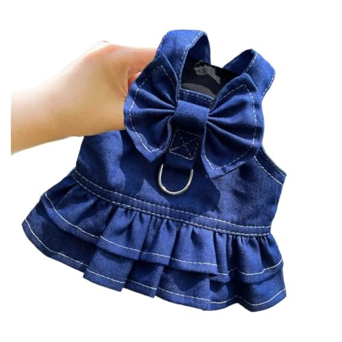 Denim-Hundekleid, Sommerkleidung für Welpen, kleine und mittelgroße Chihuahua, Französische Bulldogge, Spazierengehen, Katze, Haustierzubehör (Kleid, L) von LMDO