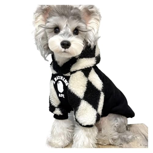 Dicker Schachbrett-Kapuzenpullover für Herbst und Winter, Haustierkleidung, einfach, warm, für kleine Hunde, modisch, Mädchen, Chihuahua, Katzen, Kostüm (S) von LMDO