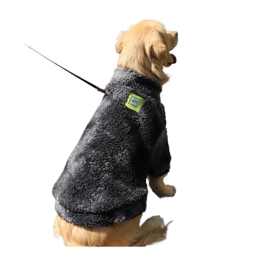Dicker Wintermantel für große Hunde, Lammwolle, winddichter Mantel, Haustierzubehör (Schwarz ohne Hut, Größe 5XL) von LMDO