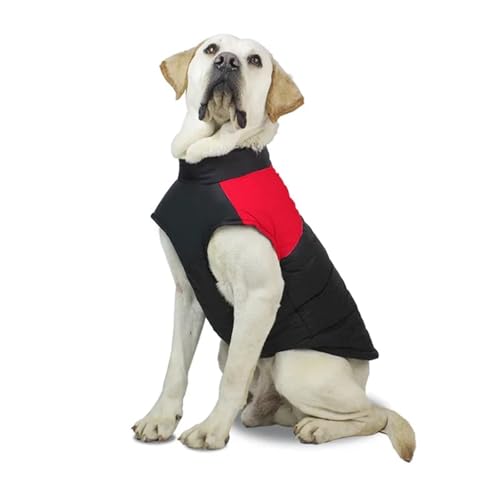 Haustier-Winterweste, Reißverschlussjacke, wasserdichter Mantel, Baumwolle, gepolsterte Jacke, winddichte Kleidung, Kostüm für große Hunde, Rot, Größe M Haustier-Winterweste, Reißverschlussjacke, wasserdichter Mantel, Baumwolle, gepolsterte Jacke, winddichte Kleidung, Kostüm für große Hunde, Rot, Größe M von LMDO