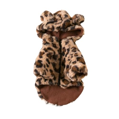 Haustierkleidung Herbst Winter Plüschmantel Leopardenmuster Pullover Bunte Farben Kleine Hunde Katzen Jacke Pelzpullover Bulldogge Mops Pudel (Farbe: Hoodie-01, Größe: L) von LMDO