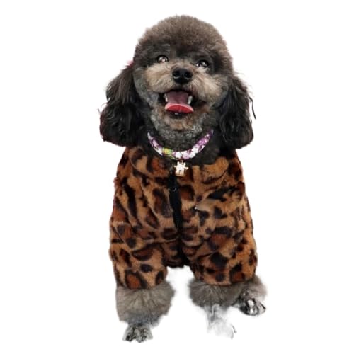 Haustierkleidung Herbst Winter Plüschmantel Leopardenmuster Pullover Bunte Farben Kleine Hunde Katzen Jacke Pelzpullover Bulldogge Mops Pudel (Farbe: Leopardenmuster, Größe: M) von LMDO