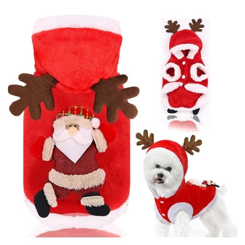 Hund für Weihnachtskleidung, Winter, warme Haustierkleidung für kleine, mittelgroße Hunde, Elch, Weihnachtsmann, Hund, Katzen, Mantel, Kapuzenpullover, Weihnachtskostüm (Farbe: Weihnachtsmann, Größe: Hund für Weihnachtskleidung, Winter, warme Haustierkleidung für kleine, mittelgroße Hunde, Elch, Weihnachtsmann, Hund, Katzen, Mantel, Kapuzenpullover, Weihnachtskostüm (Farbe: Weihnachtsmann, Größe: von LMDO