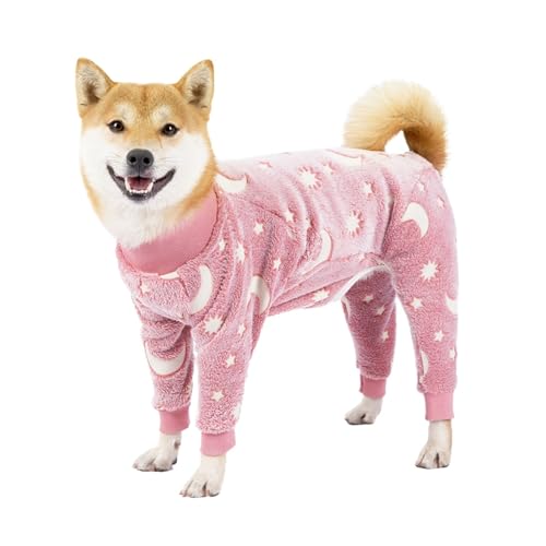 Hunde-Pyjama mit vier Beinen, Fleece, Winter, warm, niedlicher Haustierkleidung, Einteiler für mittelgroße und große Hunde, Labrador-Mantel (einfarbig, L) von LMDO