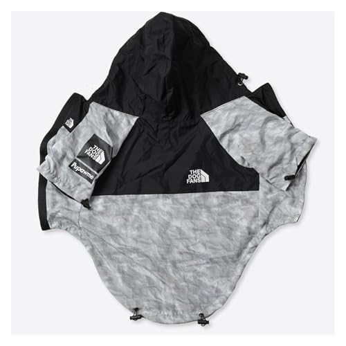 Hundebekleidung Regenmantel für kleine und große Hunde, Windjacke, Windbreaker, Französische Bulldogge, Hoodie für Hunde, Jacke, Chihuahua (Grau, XXXL) von LMDO