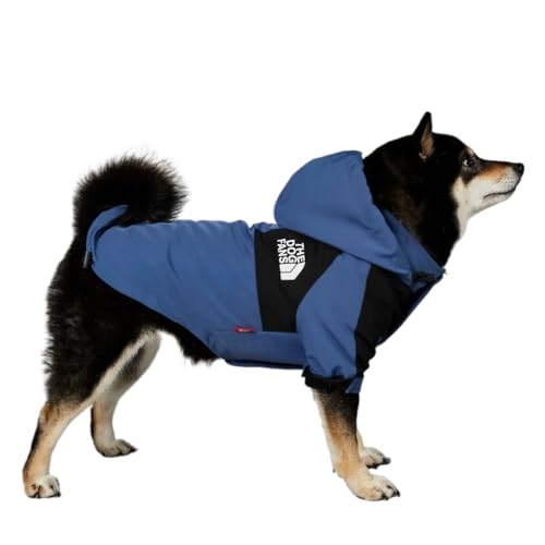 Hundebekleidung Regenmantel für kleine und große Hunde, Windjacke, mit Kapuze der französischen Bulldogge, Blau, Größe M (3–4 kg) von LMDO