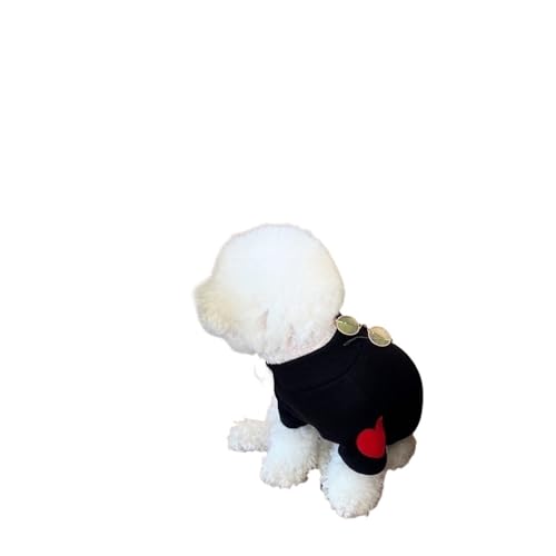 Hundepullover für kleine Hunde, warmer Winter-Kapuzenpullover, Haustierpullover, Dackel, Taddy Welpenkleidung, Hundebedarf (Farbe: Schwarz, Größe: L) von LMDO