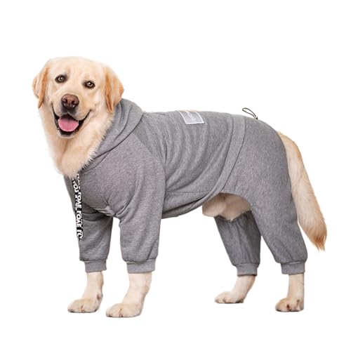 Kapuzenpullover für große Hunde, für Herbst und Winter, sportlich, warmer Mantel, Fleece, reflektierend, Haustier-Overall für große Hunde, Labrador-Kostüm (Grau, 34) von LMDO