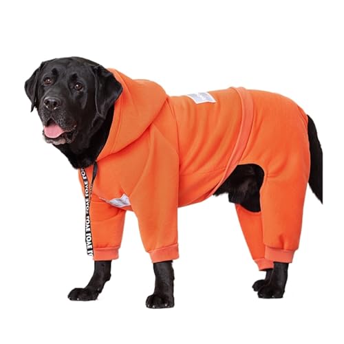 Kapuzenpullover für große Hunde, warmer Mantel, Fleece, reflektierend, Labrador-Kostüm für große Hunde, Orange, Größe 38 Kapuzenpullover für große Hunde, warmer Mantel, Fleece, reflektierend, Labrador-Kostüm für große Hunde, Orange, Größe 38 von LMDO