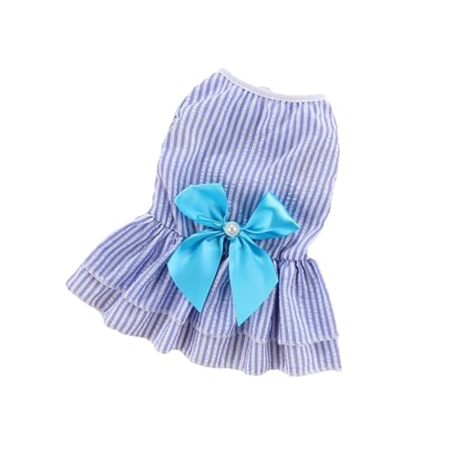 Katzen-/Welpen-Prinzessinnenkleid, Sommerkleidung, gestreift, kariert, mit Schleife für Katzen, Kätzchen, Kaninchen, Sphynx-Kleidung (Farbe: 4, Größe: L-Anzug, 3,5–4,5 kg) von LMDO