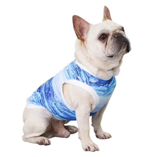 Kühlende Sommer-Haustierkleidung für Welpen, kühlender Hundegurt, Katze, sofortige Kühlung, Bulldogge, Haustierkleidung (Blau, L) von LMDO