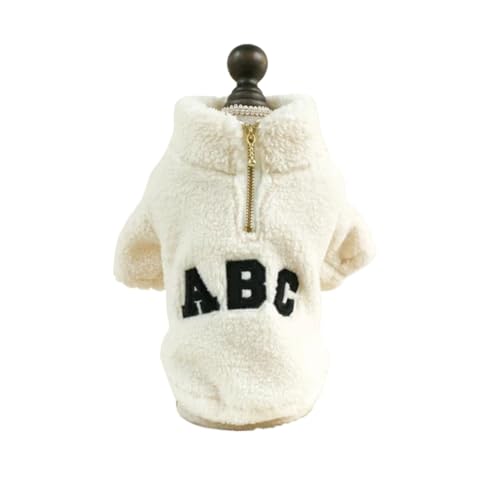 LMDO 1 x Haustierkleidung für Herbst und Winter, verdickter warmweißer Reißverschluss, Pullover mit Kordelzug-Schnalle, für kleine und mittelgroße Hunde (XS) von LMDO