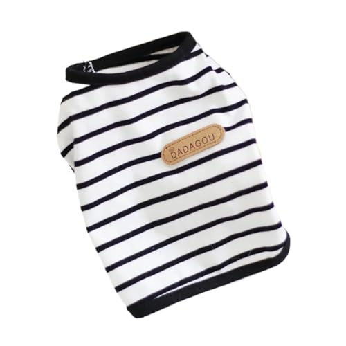 LMDO Gestreifte ärmellose Weste, für Frühling und Sommer, Haustierkleidung für kleine Hunde, Zwergspitz, Chihuahua, Pullover, Kätzchen, T-Shirts, Outfits (schwarz gestreift, Größe M, 2 - 3 kg) von LMDO