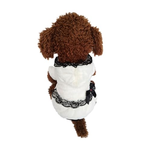 LMDO Haustier-Hundekleidung, Herbst-Winter-Samtmantel für kleine und mittelgroße Hunde, Rosa-Weiß, Hundemantel mit Spitze (Beige, M) von LMDO