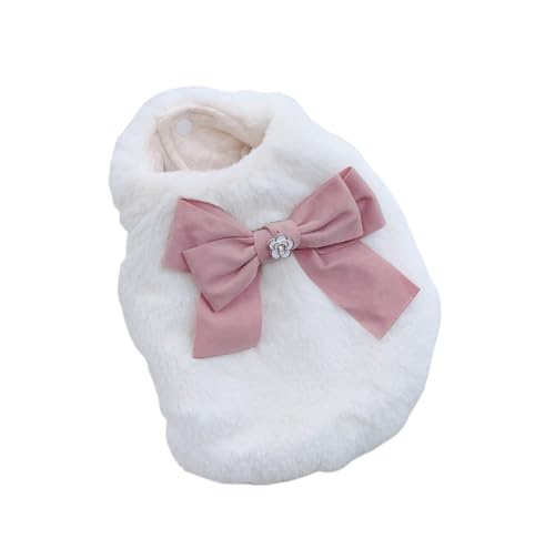 LMDO Hunde- und Katzenkleid, Weste, Schleifen-Design, Haustiermantel, Winterkleidung, Outfit (Weiß, XS) von LMDO
