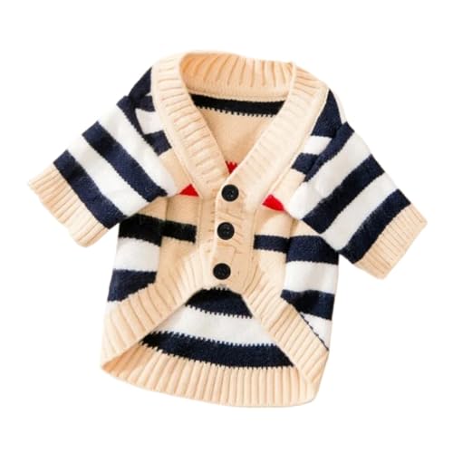 LMDO Hundekleidung für kleine Hunde, warmer Winterpullover, Chihuahua, Französische Bulldogge, Kleidung, Haustierartikel, Strickjacke, Pullover (Streifen, L) von LMDO