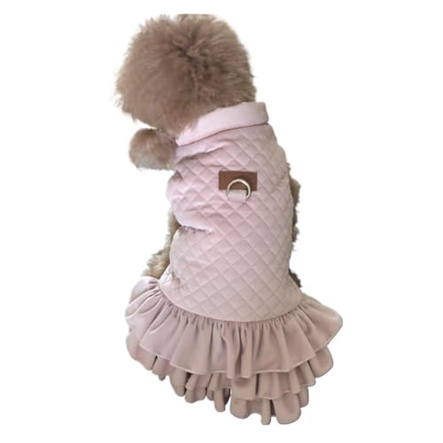 LMDO Warmes Haustier-Hundekleid, Weste für Hunde und Katzen, Winter, Chihuahua, Yorkies, Malteserkleidung, Welpenmantel, Kostüm für Haustiere, Hunde (rosa Kleid, M) von LMDO