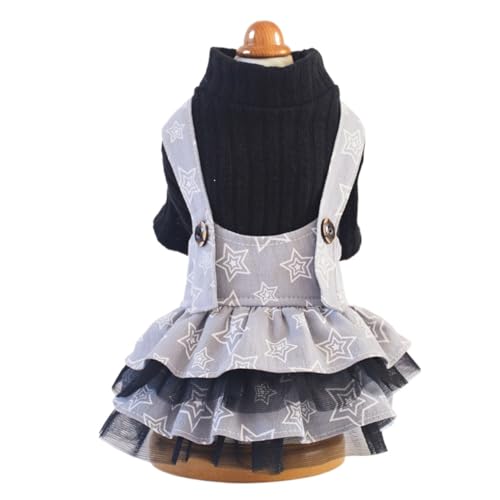 Pinkes Kleid für Hunde und Katzen, dick, Prinzessinnenkleid, Winter, süß, TuTu-Rock, Spitze, Netzgarn, Hochzeitsröcke für kleine und große Hunde und Katzen (Trägerkleid, Schwarz, M) von LMDO