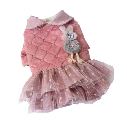 Pinkes Kleid für Hunde und Katzen, dick, Prinzessinnenkleid, Winter, süß, TuTu-Rock, Spitze, Netzgarn, Hochzeitsröcke für kleine und große Hunde und Katzen (einfarbig, XL) von LMDO