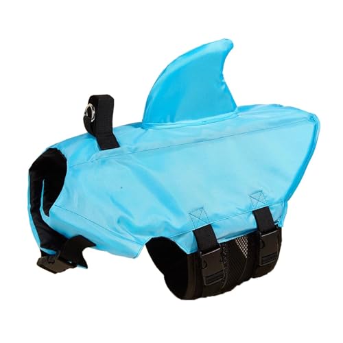 Shark Hundeschwimmweste mit verbessertem Auftrieb, für kleine Hunde, Sicherheitsweste mit Griff für mittelgroße und große Hunde, zum Surfen (Blau, XL) von LMDO