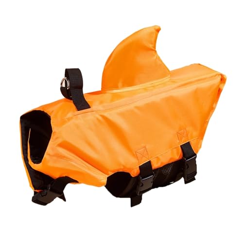 Shark Hundeschwimmweste mit verbessertem Auftrieb, für kleine Hunde, Sicherheitsweste mit Griff für mittelgroße und große Hunde, zum Surfen (Orange, XS) von LMDO