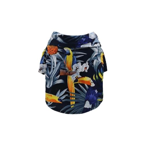 Strandhemden mit Blattmuster, Sommer-Hundekleidung für Welpen, kleine und große Katzen, Hunde, Chihuahua-Kostüm, Haustierkleidung (Farbe: marineblaue Blume, Größe: 4XL) von LMDO