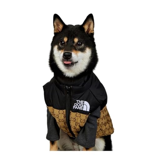 LMDO Hunde-Wintermantel, Polyester/Daunenjacke, Gold, Größe S, Größe M, 10 kg, winddicht, gepolstert, maschinenwaschbar, Klettverschluss von LMDO